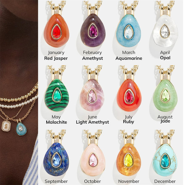 【DIY Pendant】Genuine Gold Plated Copper Birthstone Charm Pendant - PC016