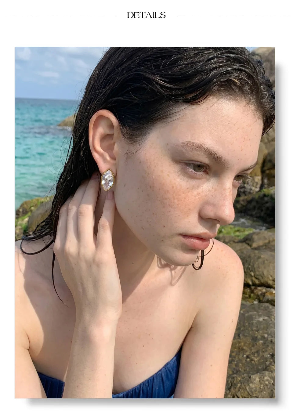 Cubic Zirconia Geometric Earrings — Gold-Plated Stainless Steel with Cubic Zirconia · PS1344