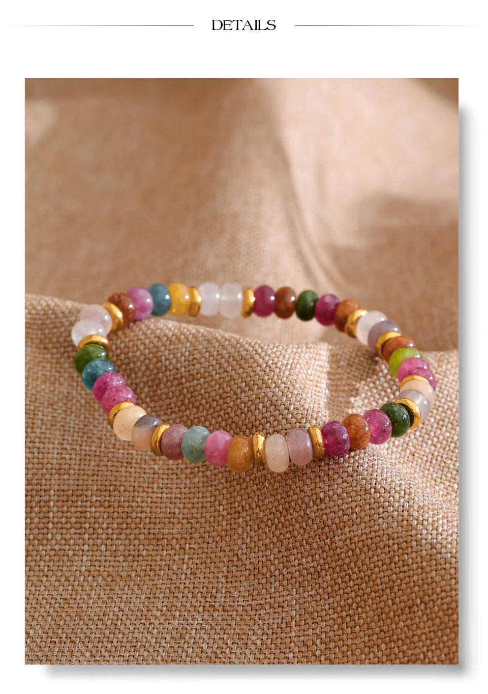 Natural Stone Beaded Geometric Bracelet — Gold-Plated Stainless Steel with Natural Stone · PS1579