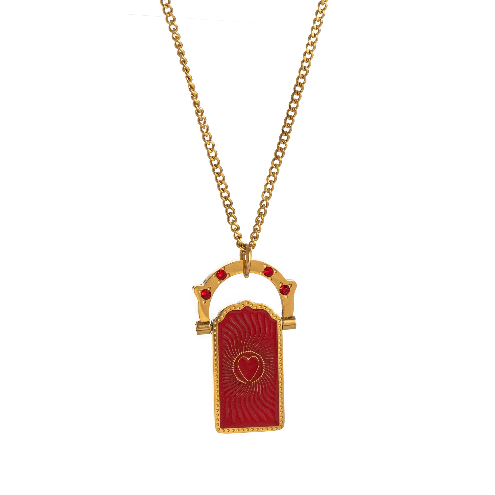 Retro Titanium Tarot Card Love Lucky Clover Rotating Sports Tree of Life Necklace Plated in 18k Gold