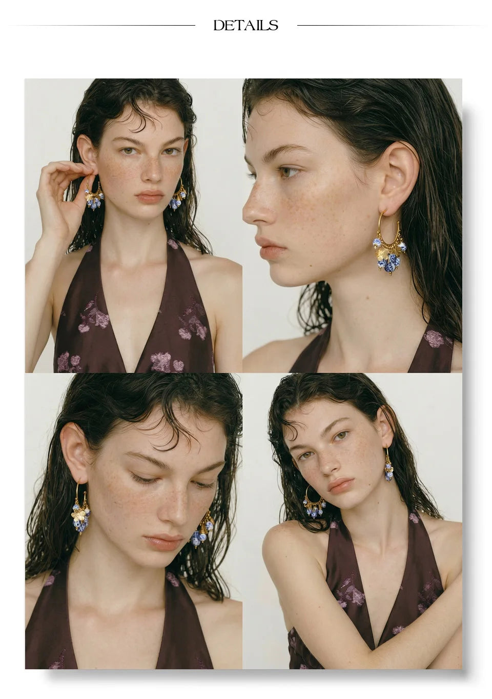 Flower geometric earrings in gold-plated stainless steel.