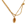 Natural stone geometric chain necklace in gold-plated stainless steel with natural stone.