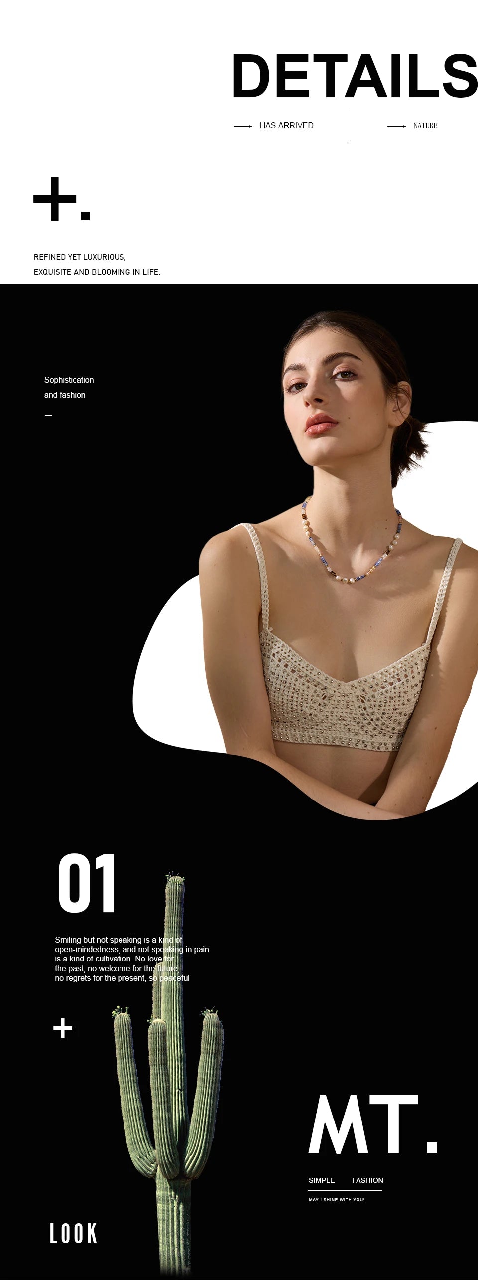 Freshwater pearl natural stone beaded necklace in gold-plated stainless steel with freshwater pearl and natural stone.