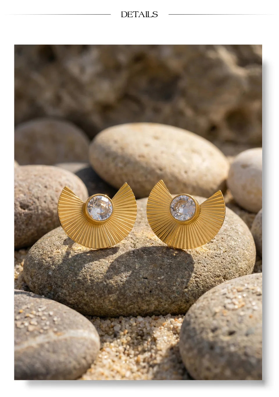 Cubic Zirconia Geometric Earrings — Gold-Plated Stainless Steel with Cubic Zirconia · PS1101