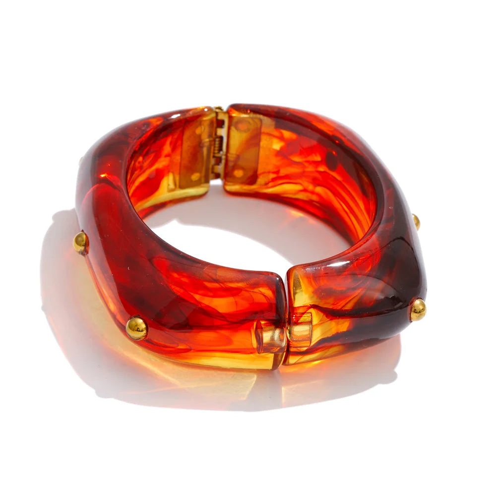 Resin Acrylic Geometric Bracelet — Gold-Plated Stainless Steel with Resin and Acrylic · PS1469