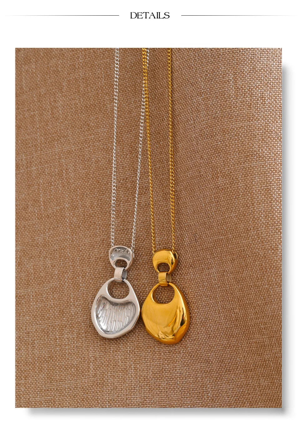 Geometric necklace in gold-plated stainless steel.