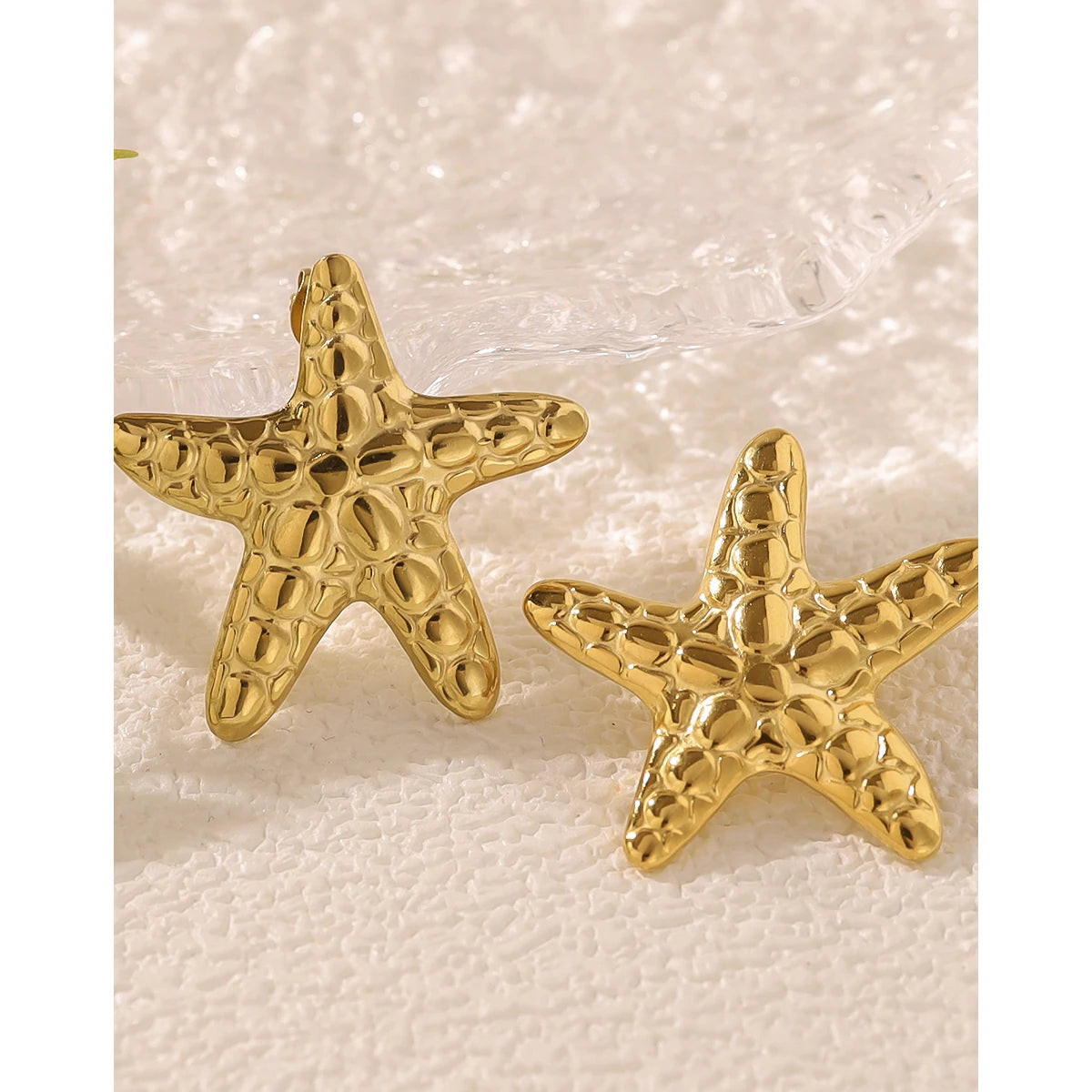 Drop Earrings Irregular Star Metal Starfish — 316L Stainless Steel · PS420