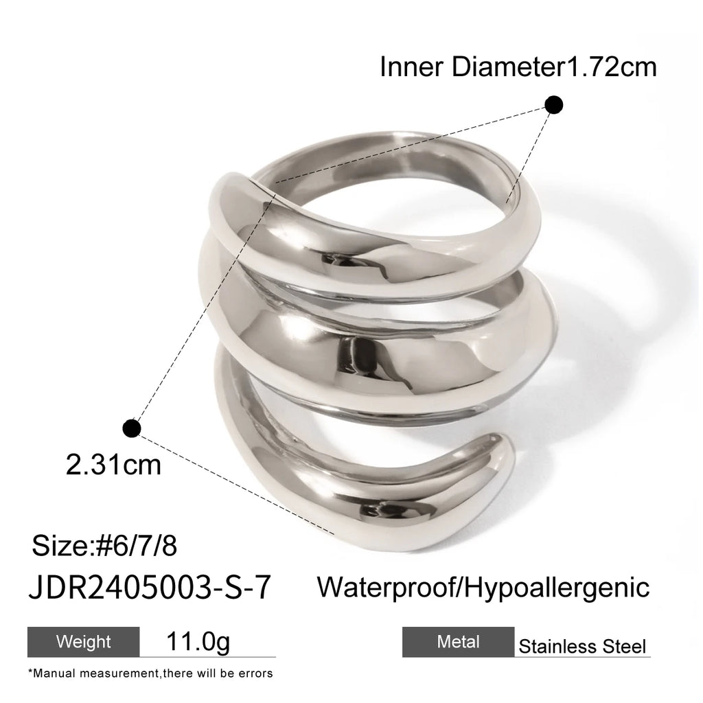 Two-Tone Butterfly Ring Stack — Stainless Steel · PS266