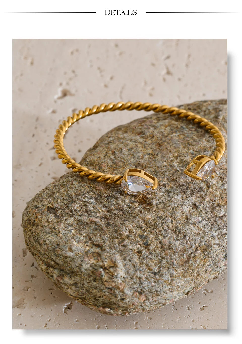 Cubic Zirconia Geometric Bracelet — Gold-Plated Stainless Steel with Cubic Zirconia · PS2182
