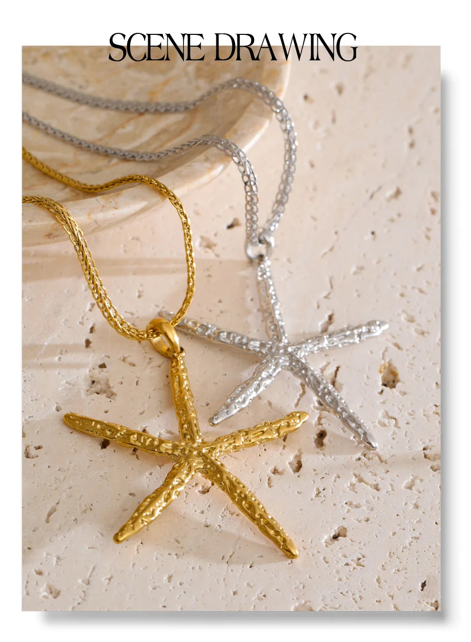 Star geometric necklace in gold-plated stainless steel.
