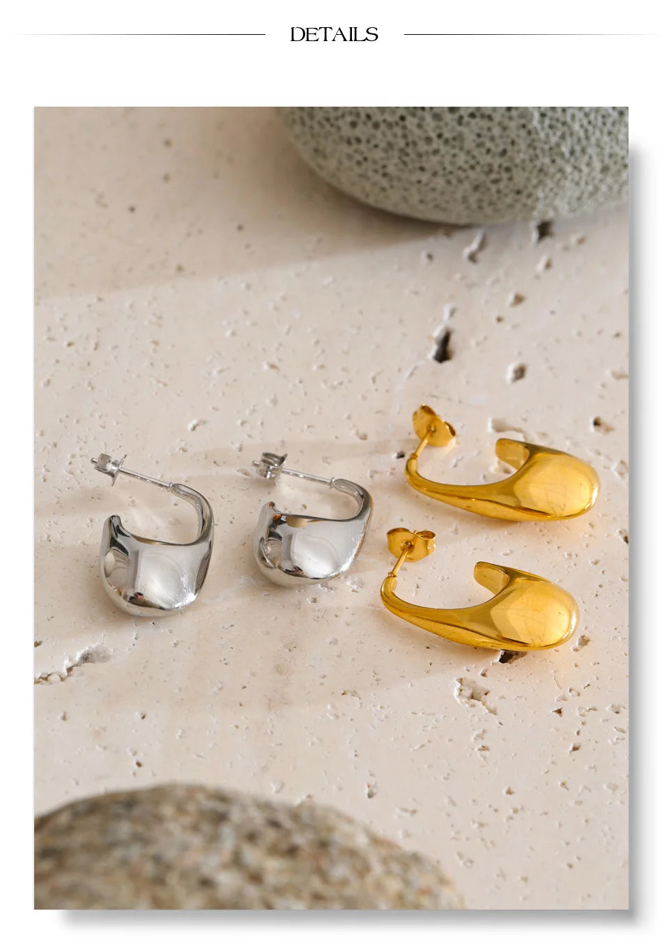 Geometric earrings in gold-plated stainless steel.