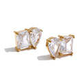 Cubic Zirconia Geometric Earrings — Gold-Plated Stainless Steel with Cubic Zirconia · PS1388