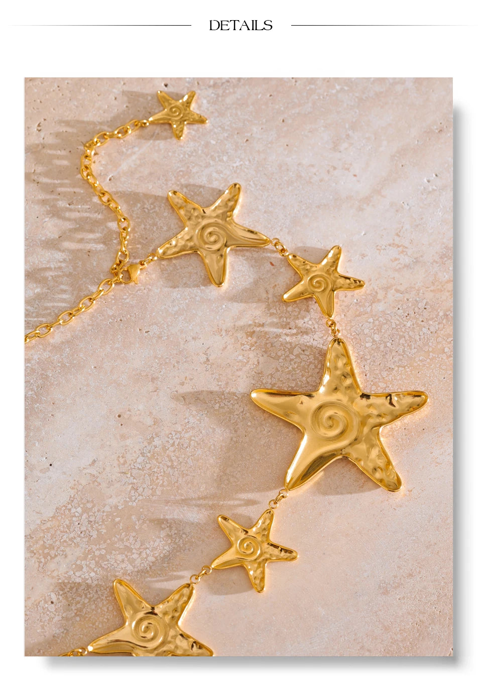 Star chain necklace in gold-plated stainless steel.