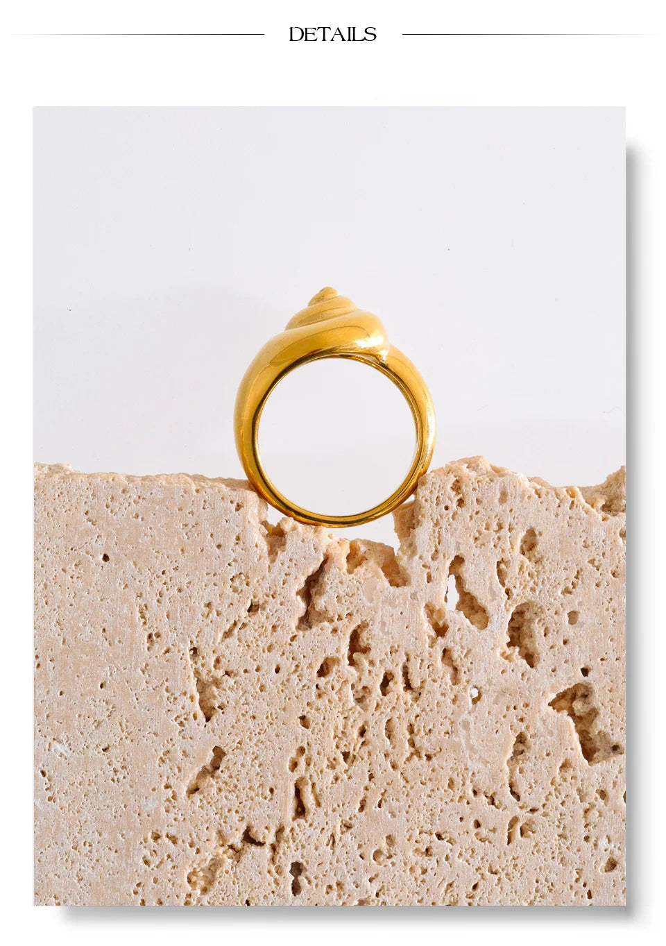 Geometric ring in 18K gold-plated stainless steel.