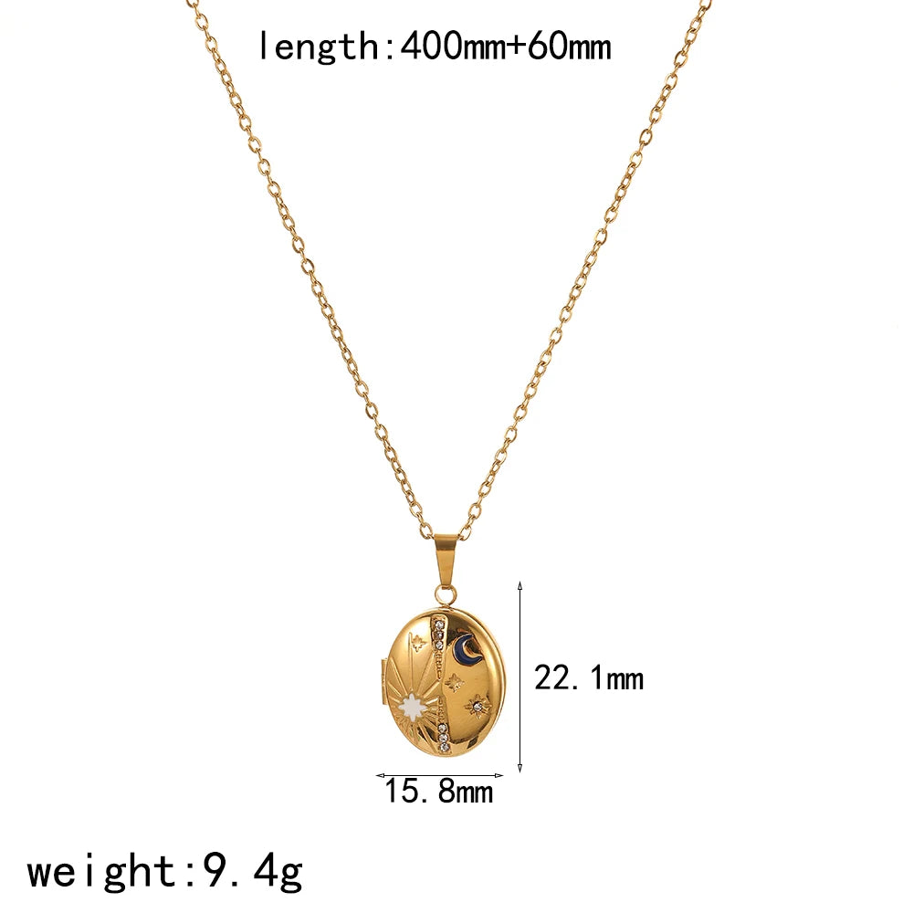 Personality Design Stainless Steel Can Be Opened And Closed Oval Photo Album necklace Valentine Gift for Her