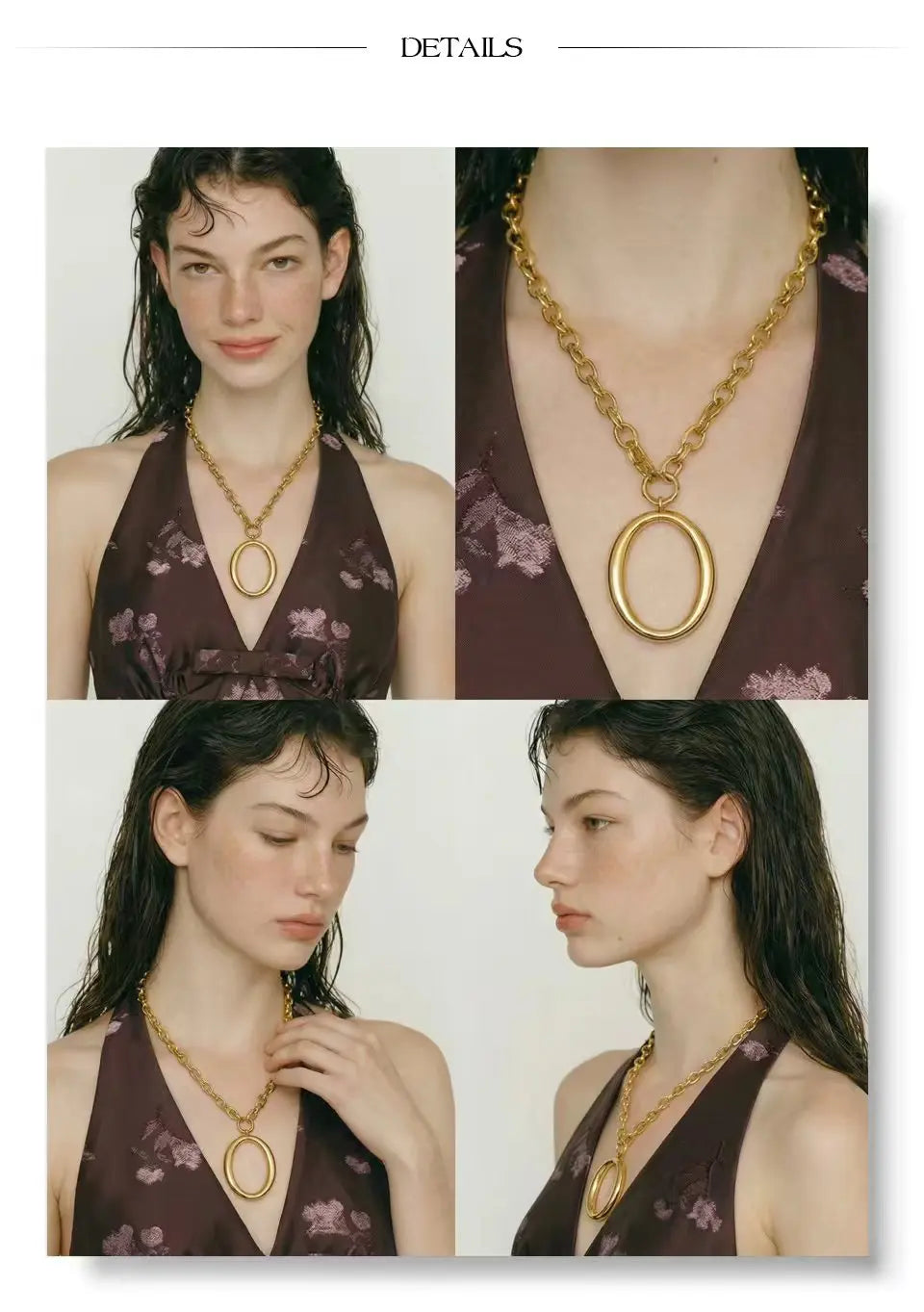 Geometric necklace in gold-plated stainless steel.