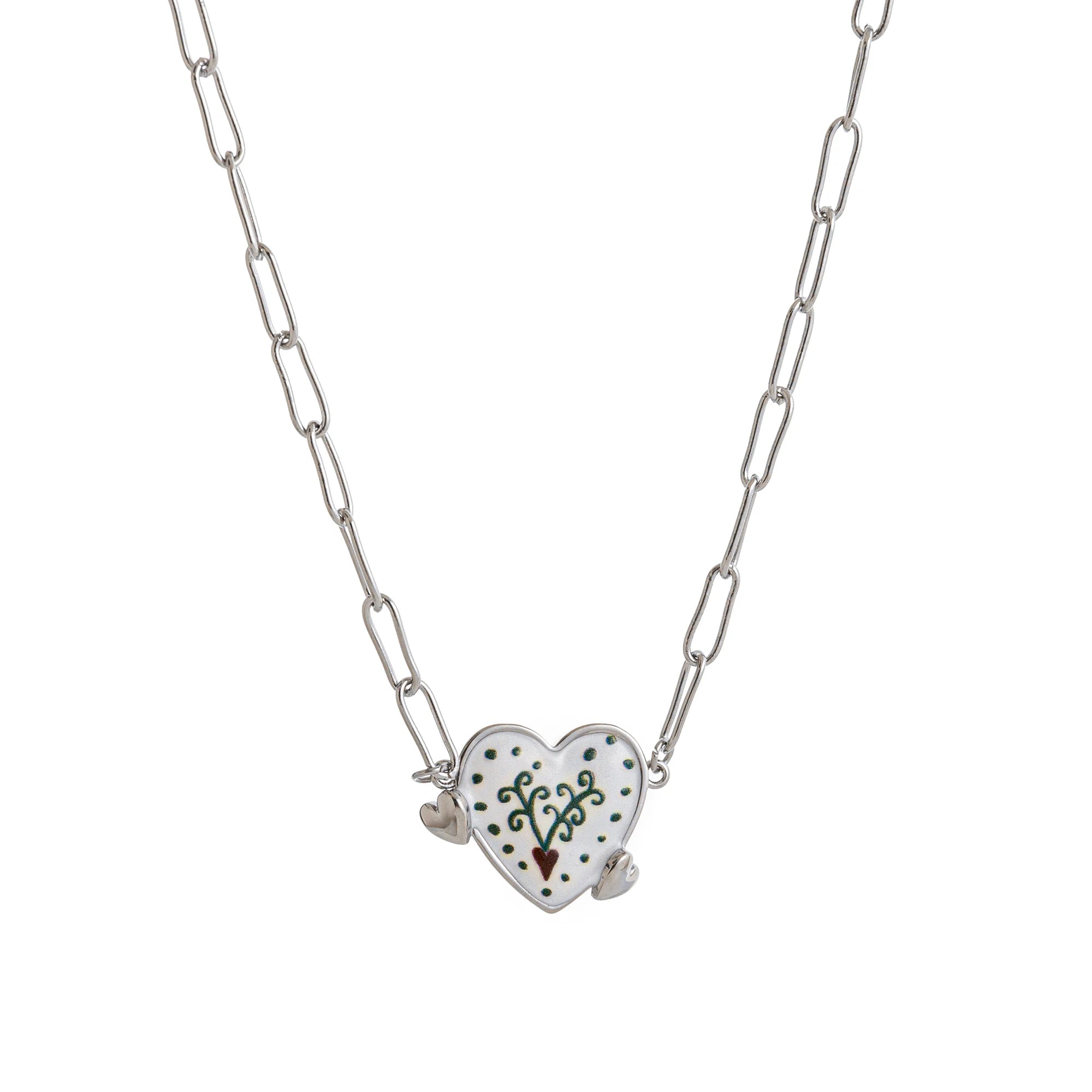 Vintage necklace with one arrow piercing personalized flower pattern, paperclip chain, gold-plated and color preserving