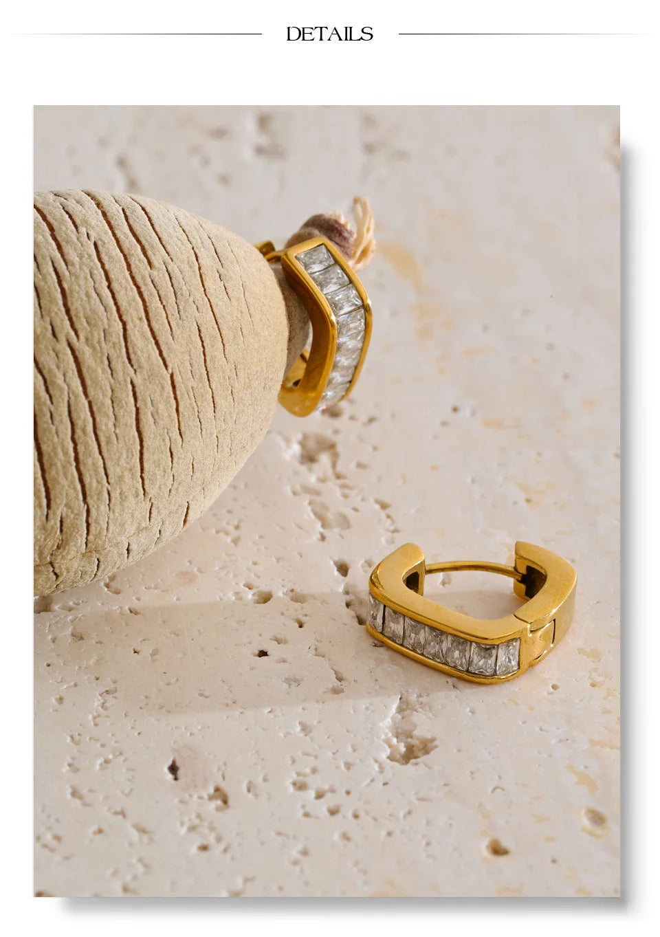 Cubic Zirconia Heart Earrings — Gold-Plated Stainless Steel with Cubic Zirconia · PS1246