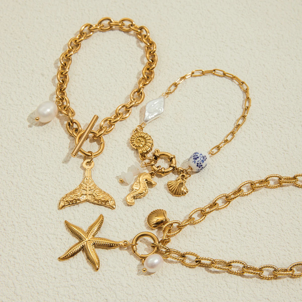 Ceramic Shell Bracelet — Stainless Steel · PS289