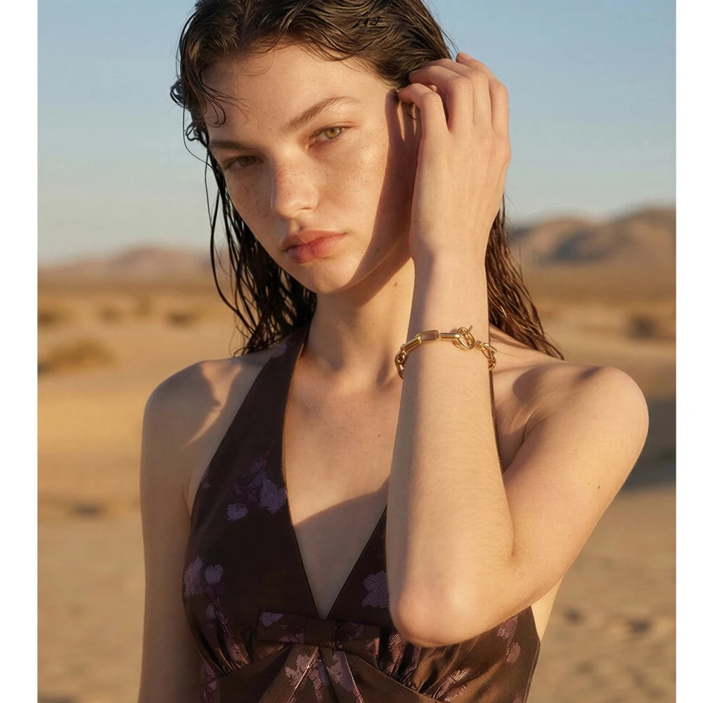 Geometric Chain Bracelet — Gold-Plated Stainless Steel · PS1157