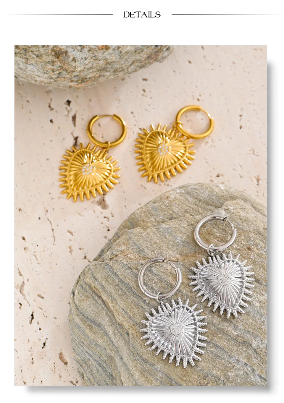 Cubic Zirconia Heart Earrings — Gold-Plated Stainless Steel with Cubic Zirconia · PS1622