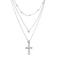Cubic zirconia cross chain necklace in gold-plated stainless steel with cubic zirconia.