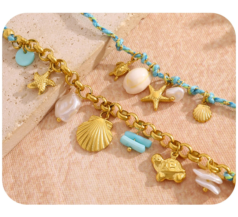 Boho Ocean Pendant Necklace Charms Vintage — 316L Stainless Steel · PS450