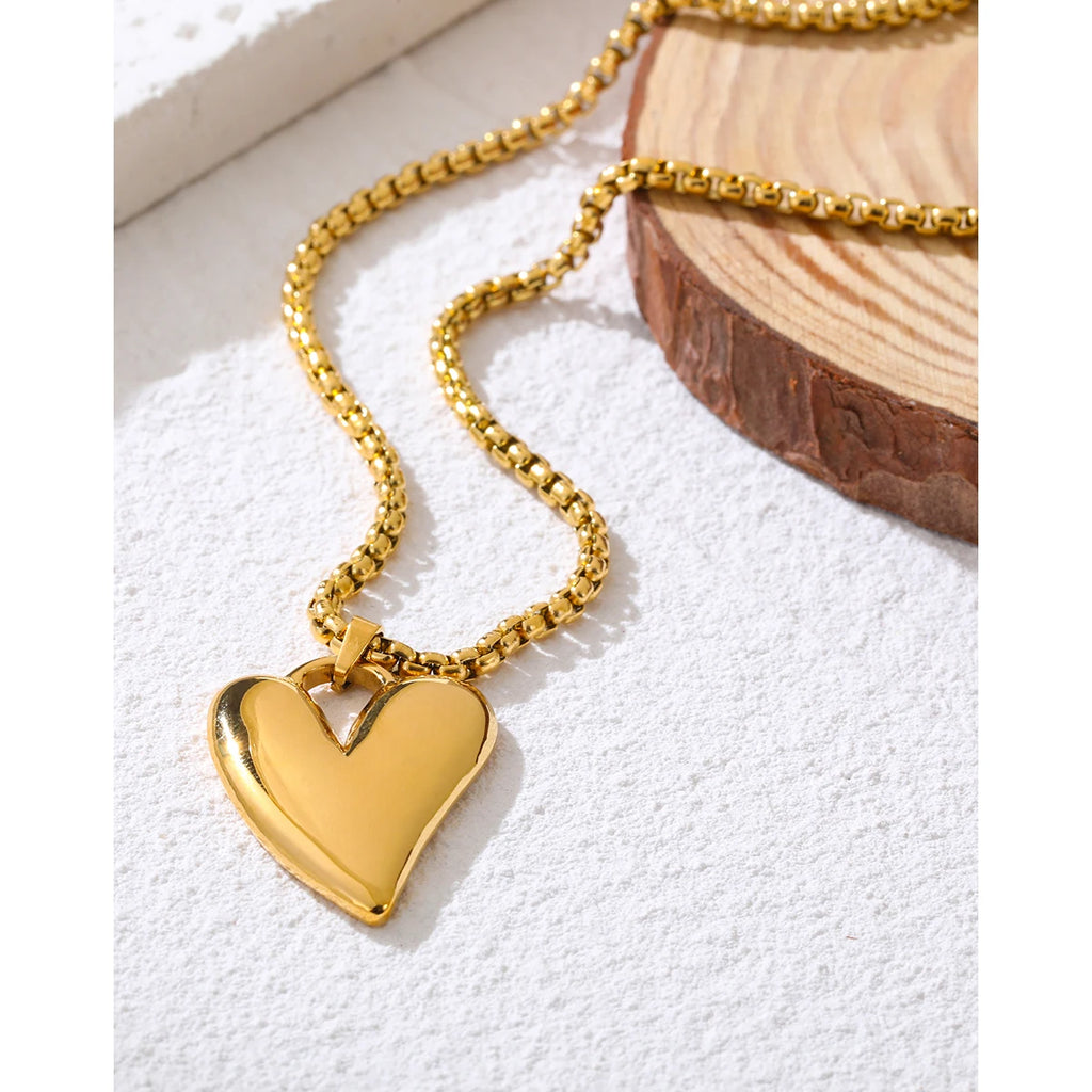 Irregular Heart Pendant Necklace — 316L Stainless Steel · PS412