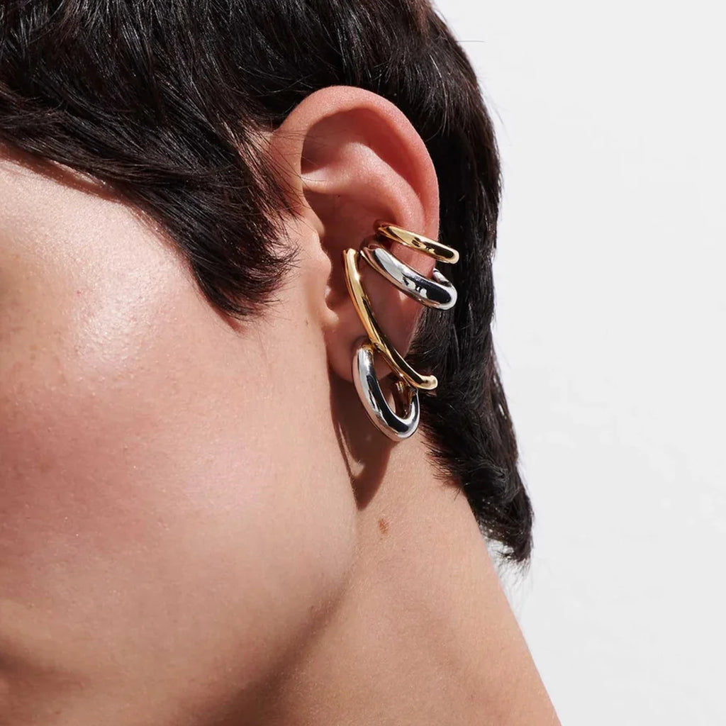 Chunky Silver Hoop Earrings — Stainless Steel · PS057