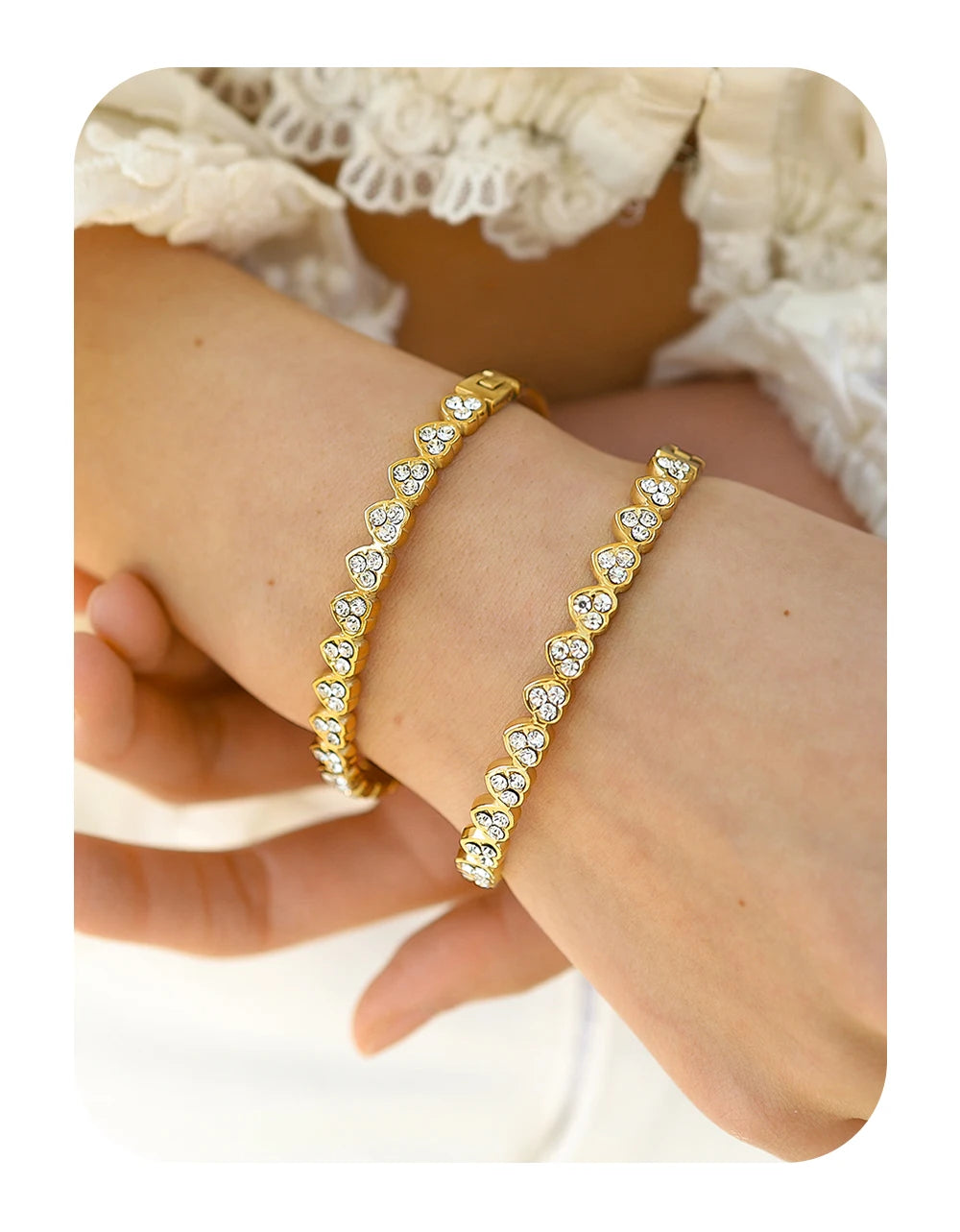 Love Heart Bangle Bracelet — 316L Stainless Steel · PS411