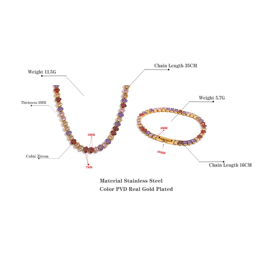Cubic zirconia geometric necklace in gold-plated stainless steel with cubic zirconia.
