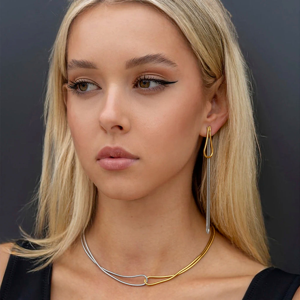 Two-Tone Heart Chain Necklace — Stainless Steel · PS360