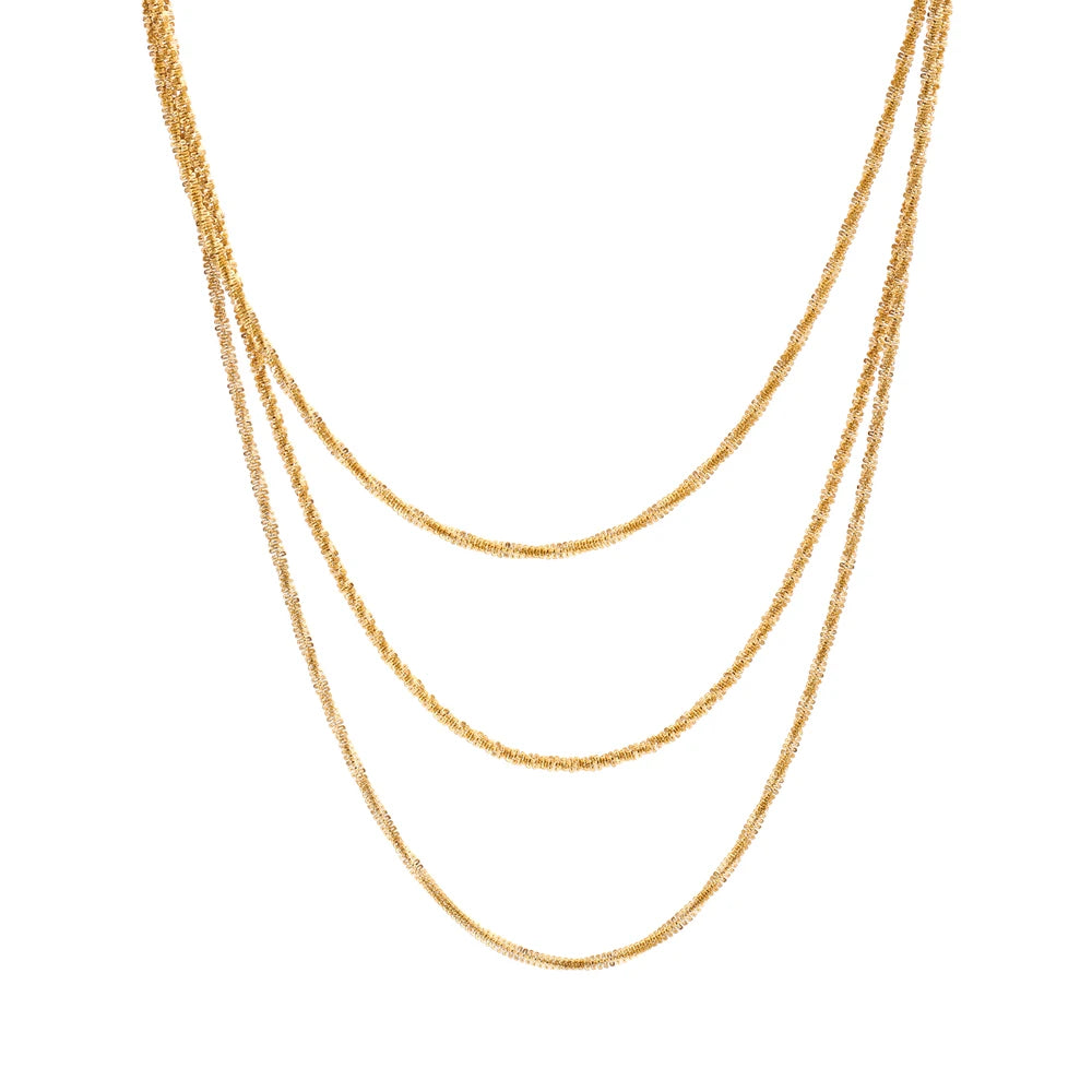 Pearl geometric chain necklace in gold-plated stainless steel with pearl.