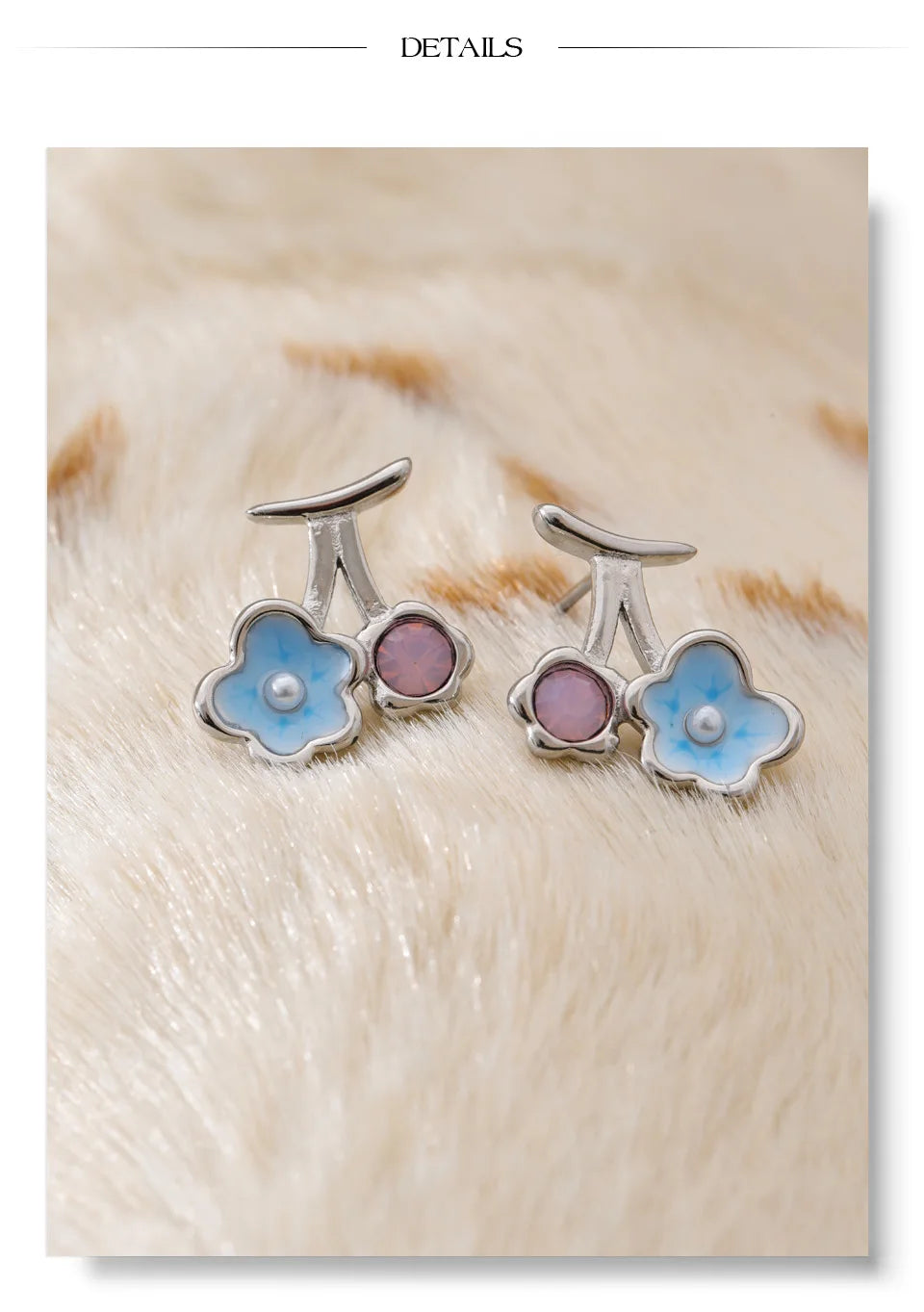 Pearl enamel flower earrings in gold-plated stainless steel with pearl and enamel.