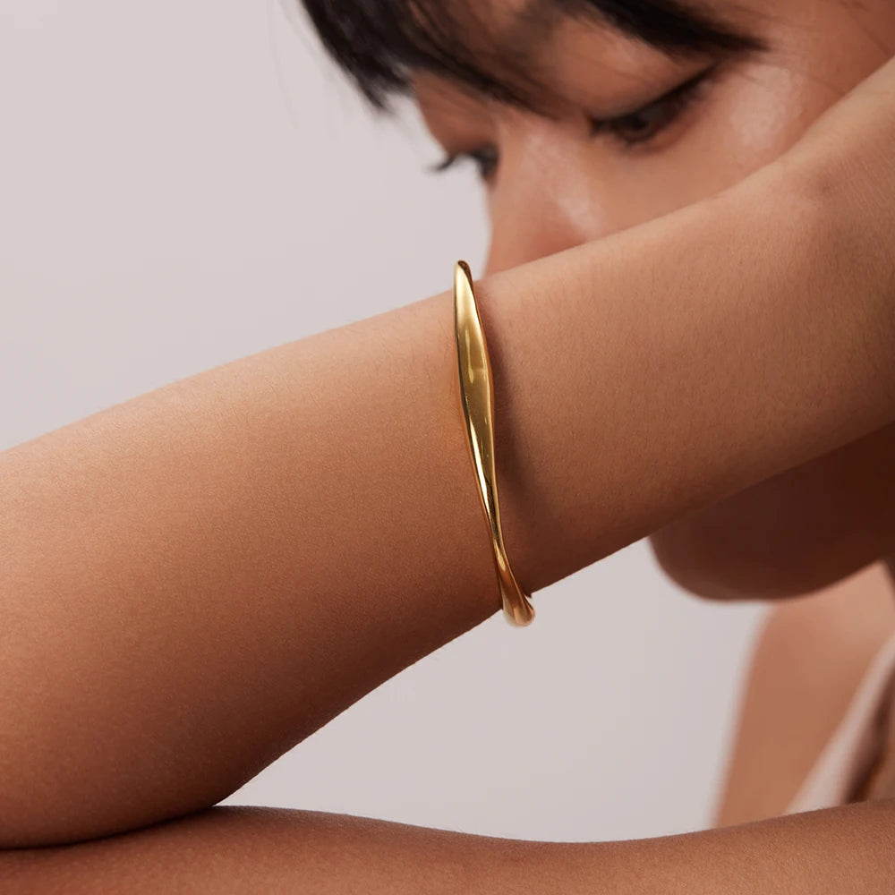 Wide Cuff Open Bracelet — Stainless Steel · PS380
