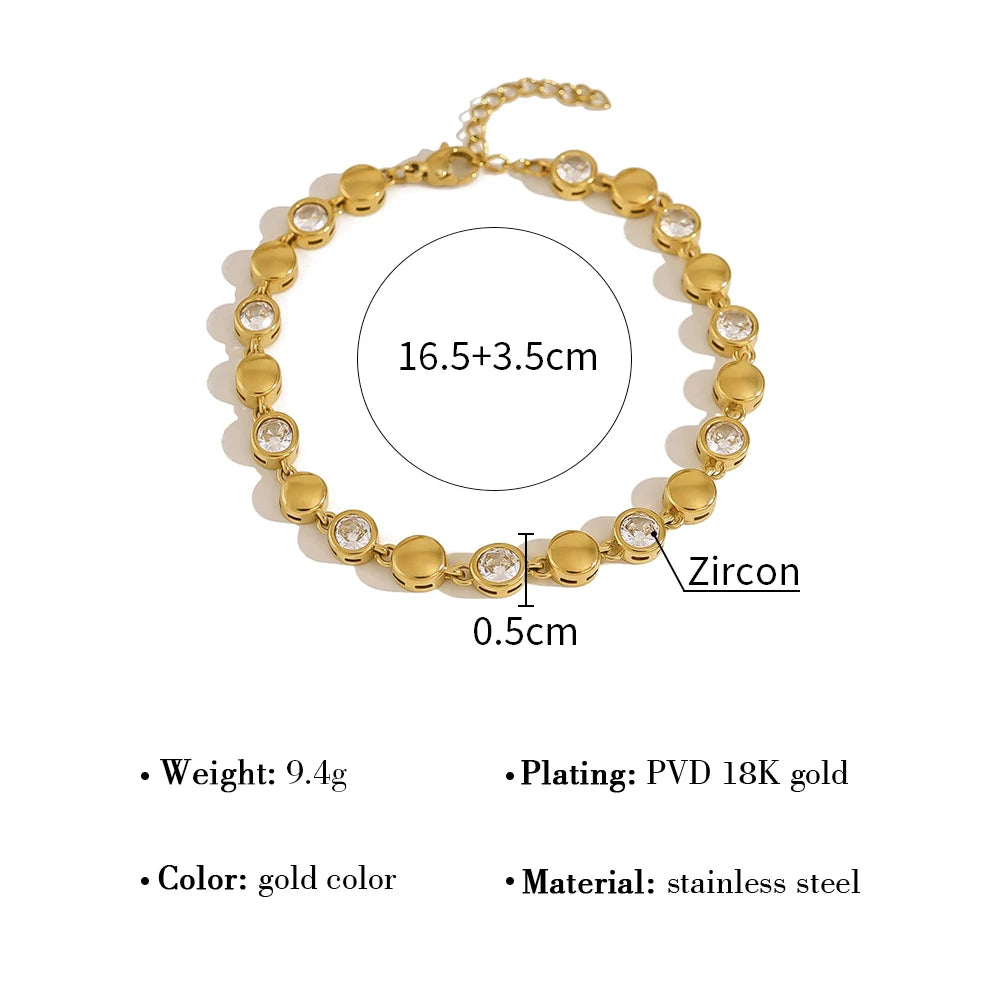Zircon Beaded Bracelet — 316L Stainless Steel · PS394