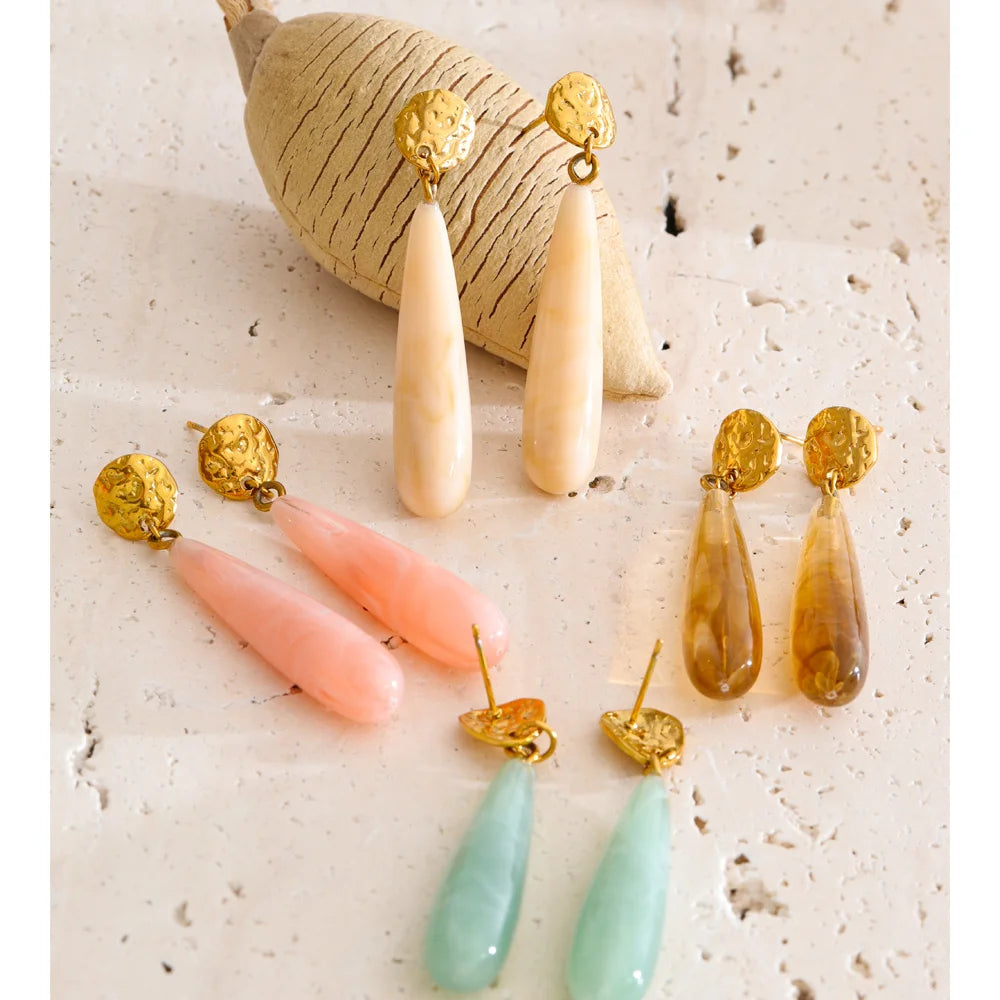 Resin Earrings — Gold-Plated Stainless Steel with Resin · PS2310