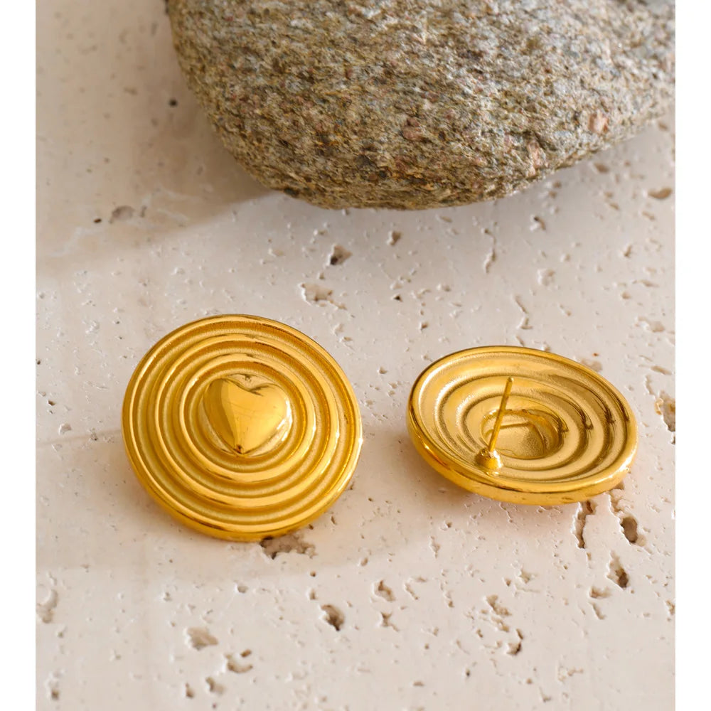 Heart geometric earrings in gold-plated stainless steel.