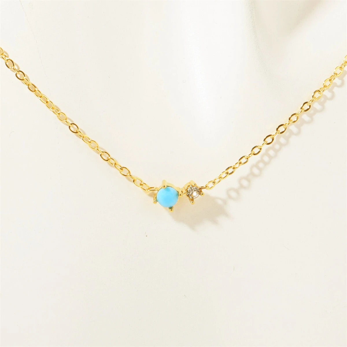 Titanium Steel 12 Birthday Stone Zircon Vintage Art Necklace Collar Chain High Color Protection 18K Gold Plated Necklace