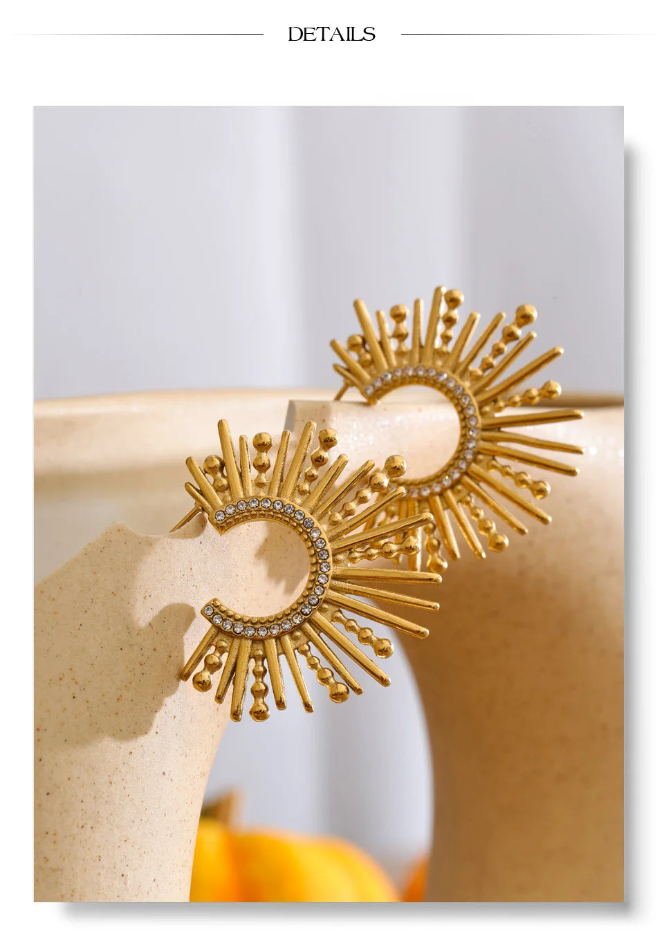 Cubic Zirconia Geometric Earrings — Gold-Plated Stainless Steel with Cubic Zirconia · PS1178