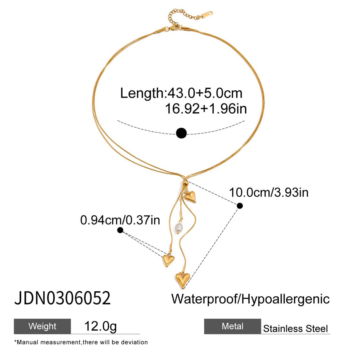 Heart Chain Necklace — Stainless Steel · PS313