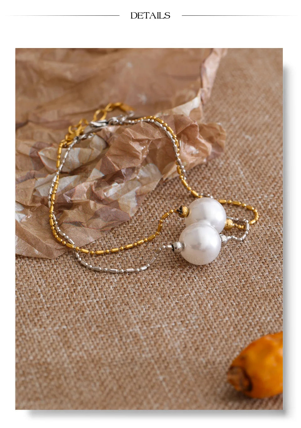 Pearl Geometric Chain Bracelet — Gold-Plated Stainless Steel with Pearl · PS1048