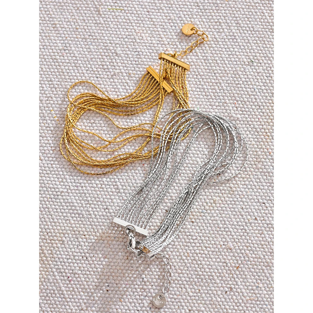Geometric Chain Layered Bracelet — Gold-Plated Stainless Steel · PS1761