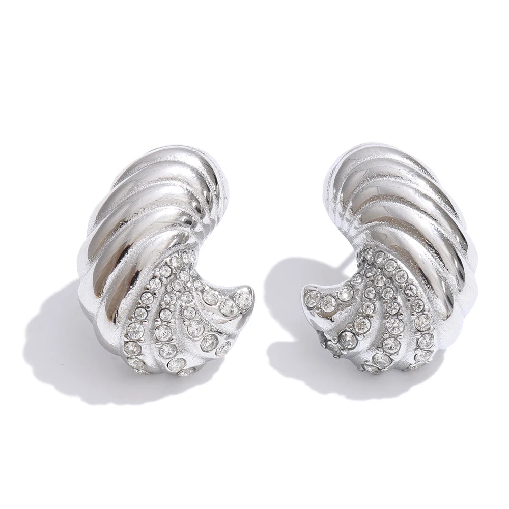 Cubic Zirconia Geometric Earrings — Gold-Plated Stainless Steel with Cubic Zirconia · PS917