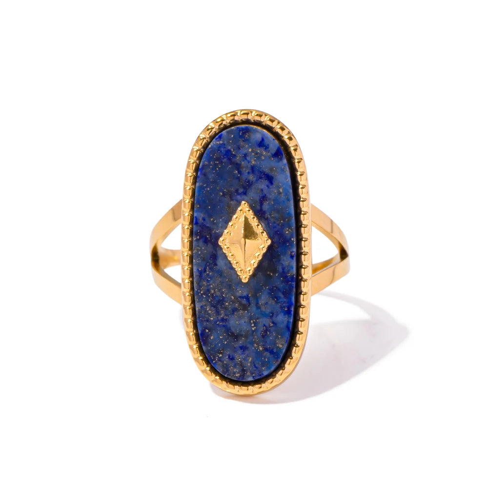 Lapis Sun Pendant Necklace — Stainless Steel · PS322