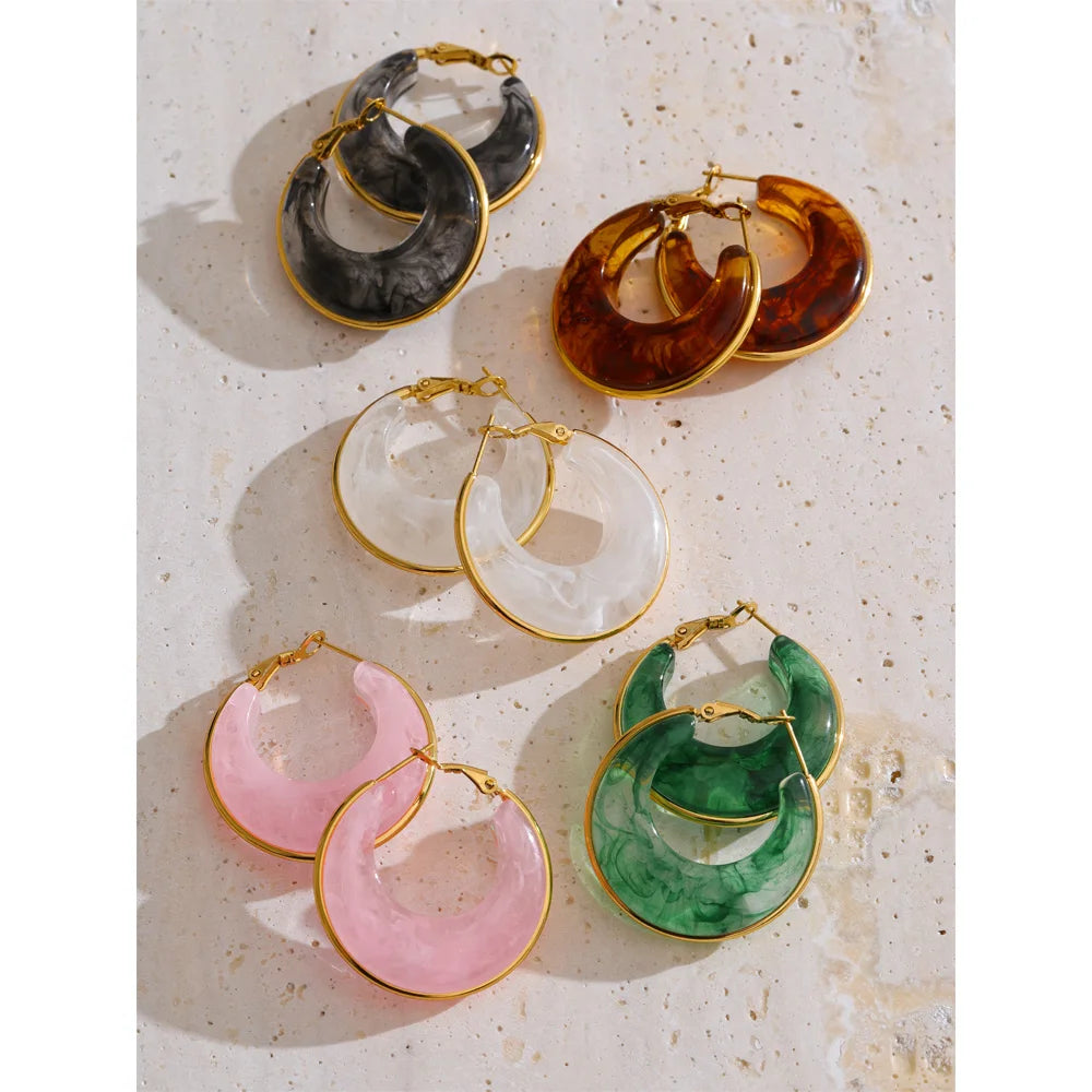 Black Acrylic Geometric Earrings — Gold-Plated Stainless Steel with Acrylic · PS2280