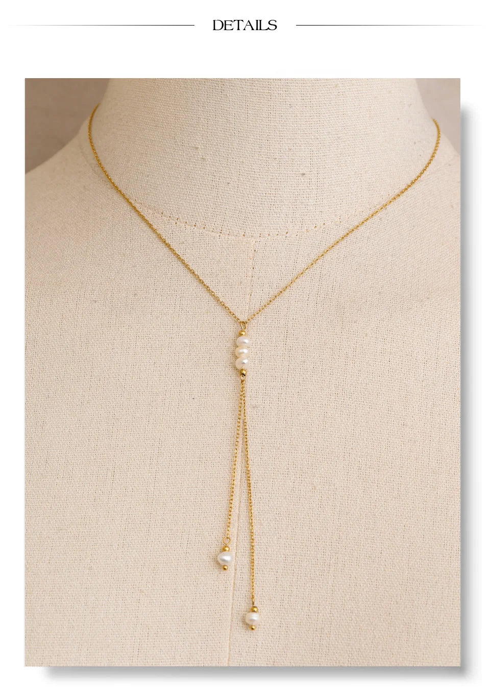 Freshwater pearl geometric chain necklace in gold-plated stainless steel with freshwater pearl.