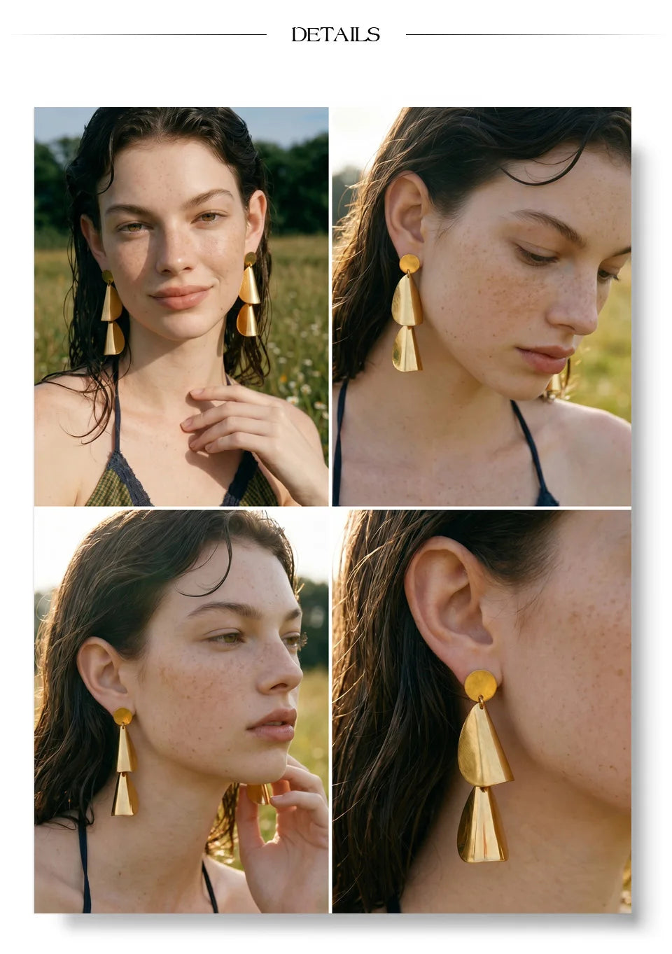 Geometric earrings in stainless steel.