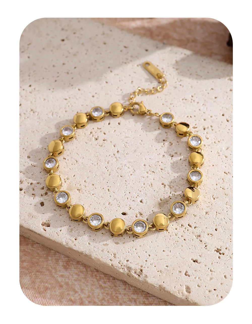 Zircon Beaded Bracelet — 316L Stainless Steel · PS394