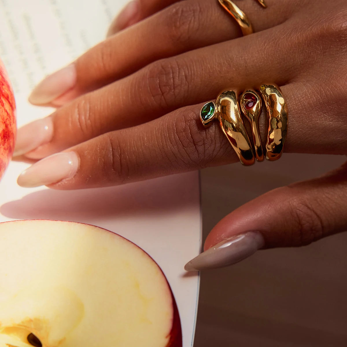 Hammered Apple Ring — Stainless Steel · PS311